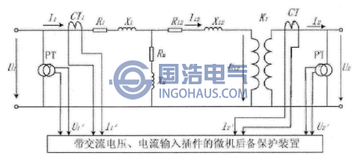 单相变压器绕组在线监测漏抗法的等效电路图